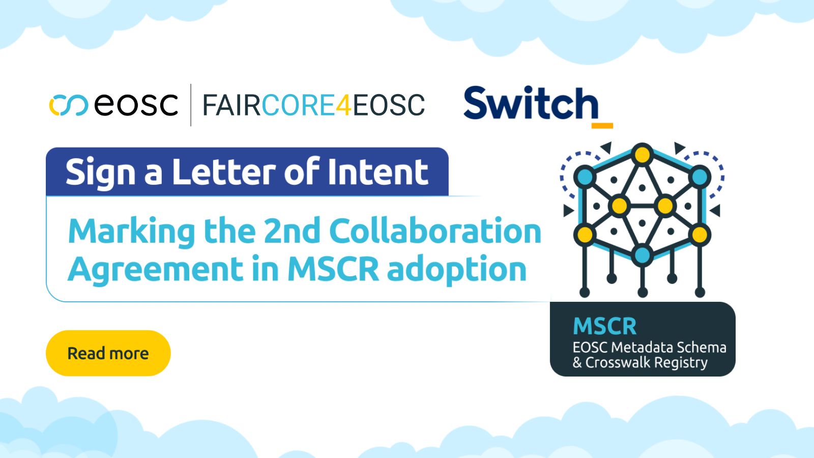 FAIRCORE4EOSC and Switch sign a Letter of Intent, Marking the Second Collaboration Agreement in Metadata Schema and Crosswalk Registry adoption
